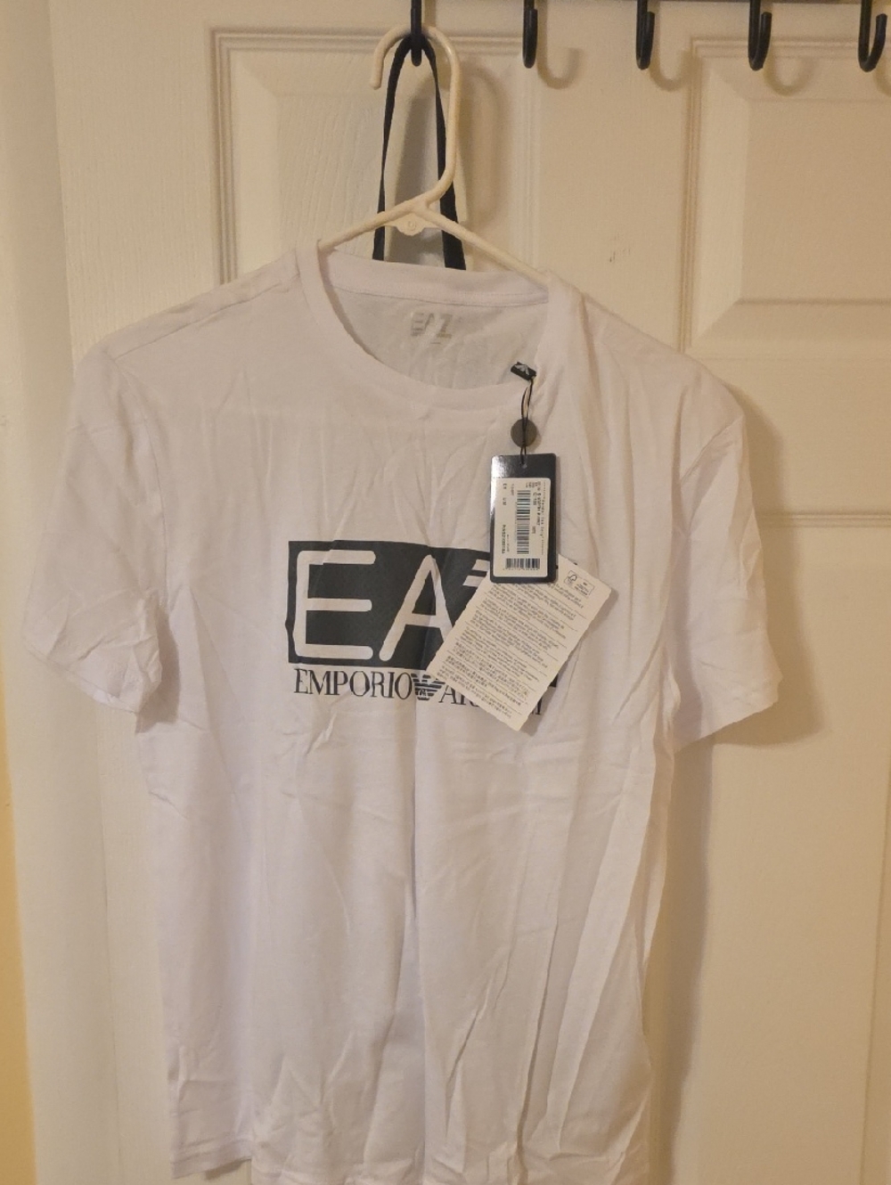 Emporio Armani White Tee with Black EA7 Box Logo